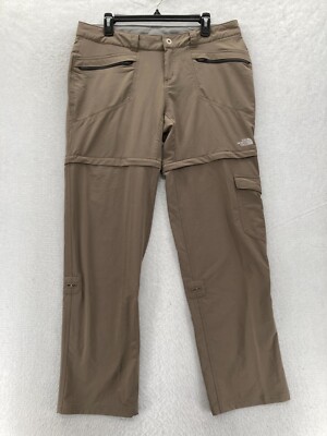 The North Face Hiking Pants Women's 14 Brown Stretch Convertible Roll Up Cargo