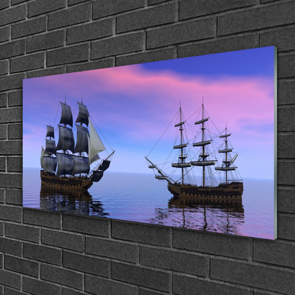 Tableau sur verre acrylique paysage mer premium de 100x50 cm finition brillante