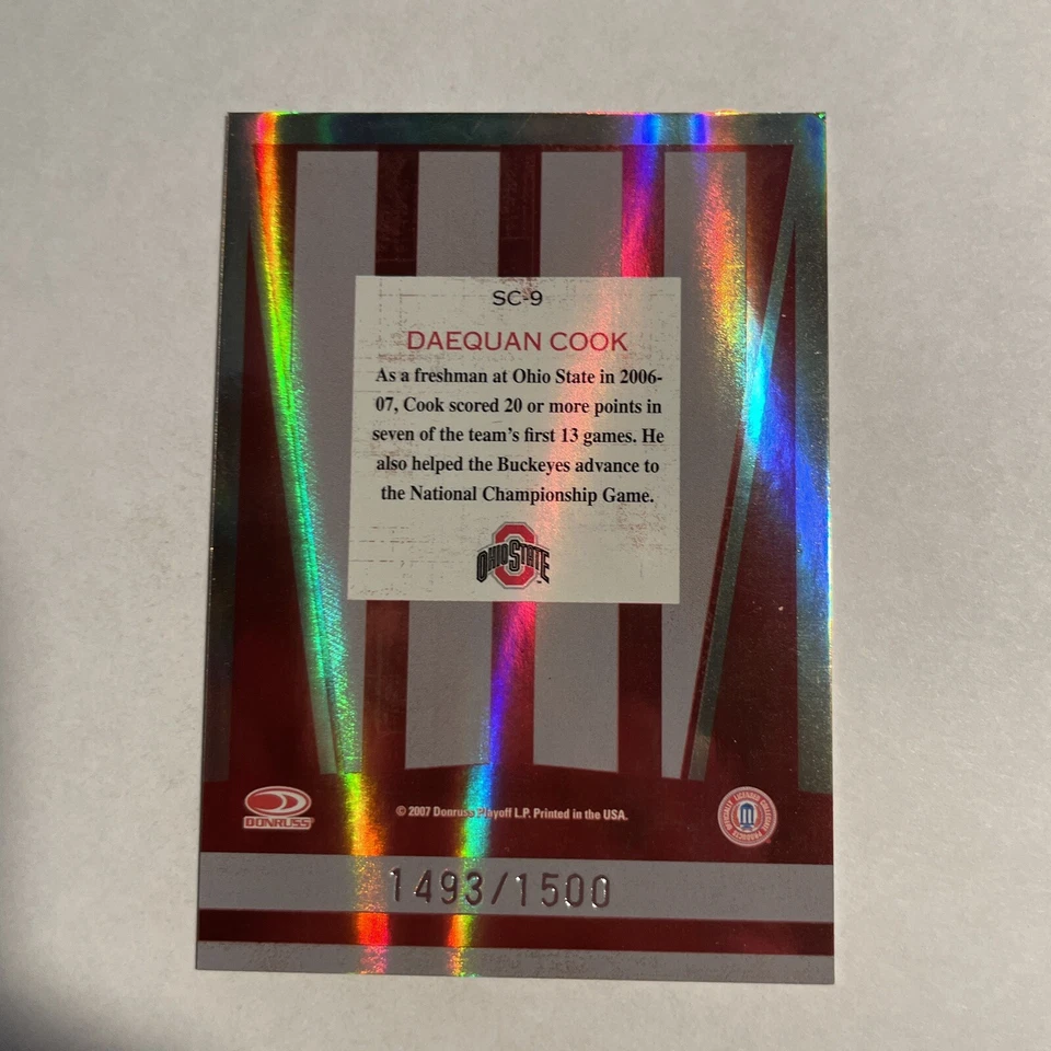 2007 Donruss Elite Extra Edition School Colors /1500 Daequan Cook Rookie RC - Image 2 of 2