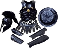 Medieval Corinthian Helmet Jacket Guard Spartan Shield Body Armor Costume Rustic