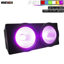 SHEHDS LED Blinder Par COB 200W RGBWA UV 6IN1 Lighting Wash For Disco Party Bar