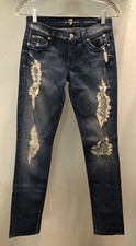 7 For All Mankind Women  s Size: 24 Blue Denim Low Rise Skinny Jeans