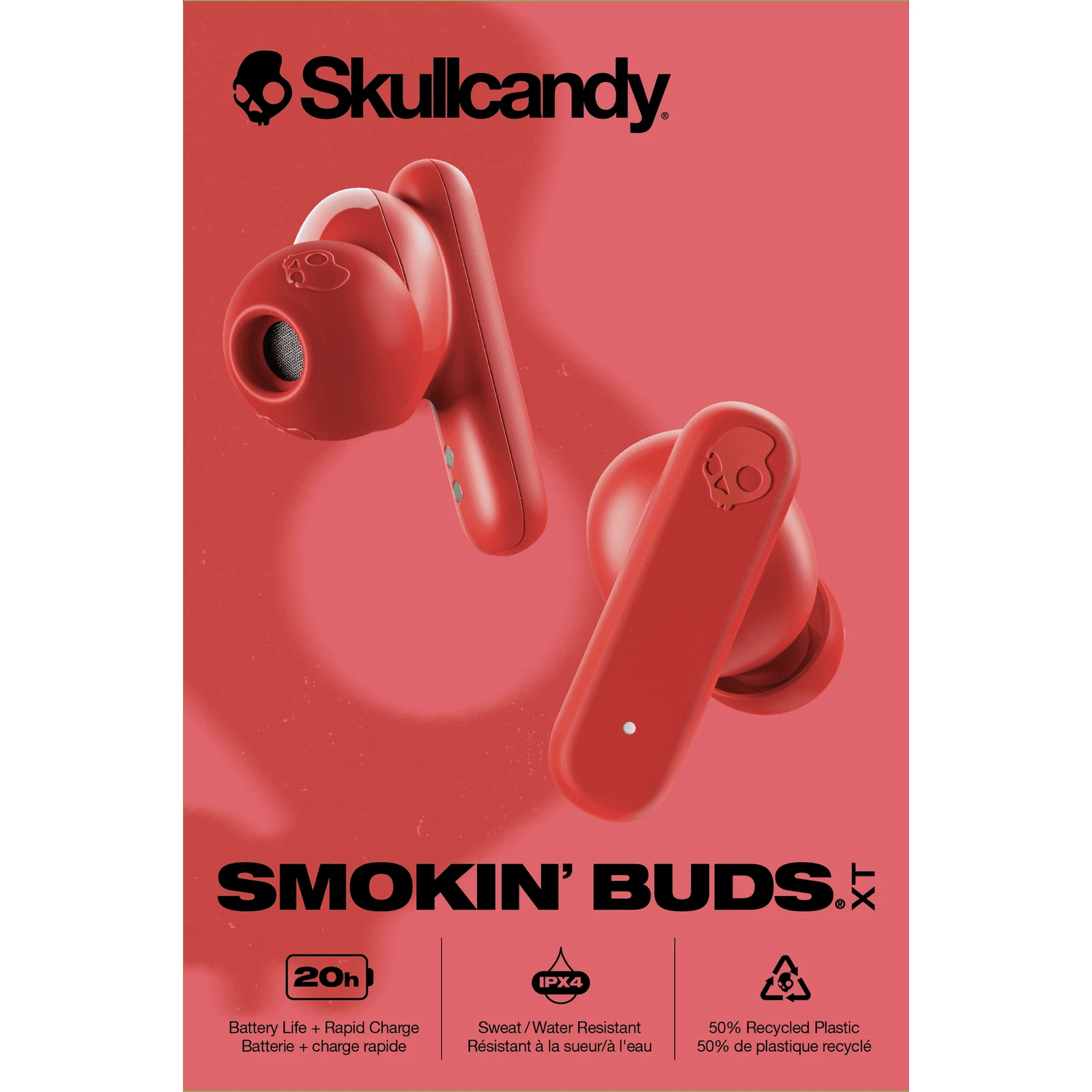 Écouteurs intra auriculaires sans fil Skullcandy Smokin' Buds XT rouge flamme NEUF