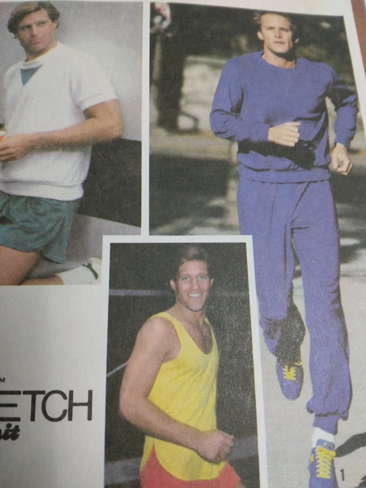 Jogging Sweatsuit Track Shorts Mens 36 38 40 Simplicity 9414 Sewing Pattern 80s - Image 2 of 4