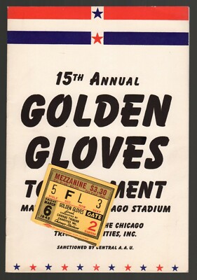 1942 Fifteenth Annual Golden Gloves Finals Program w/ Finals Stub