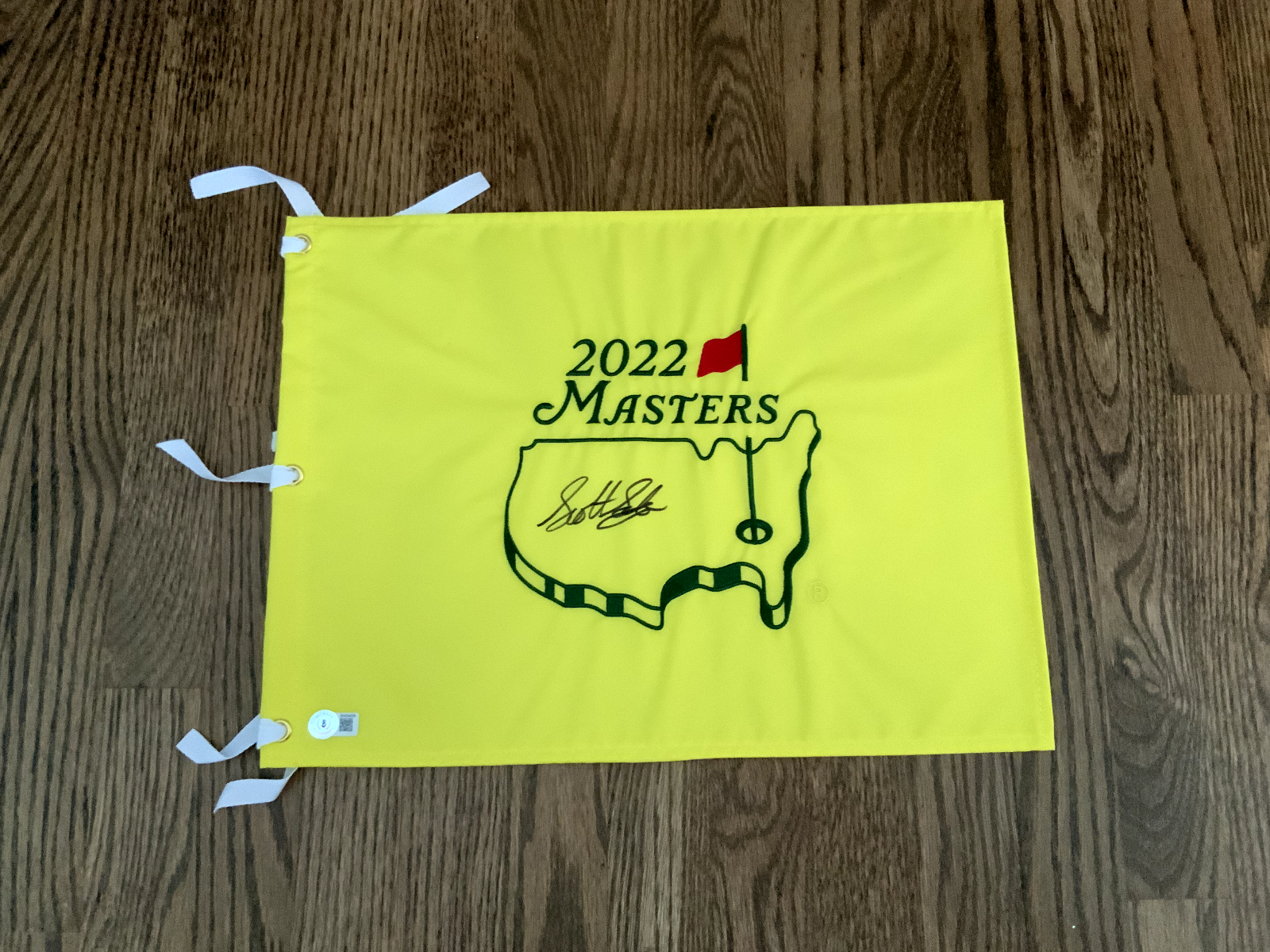 Scottie Scheffler Autographed Signed Official 2022 Masters Flag Augusta Champion Beckett 