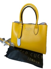 A STUNNING YELLOW TOTE ONE BEAUT BAG WITH 3 Top Pockets And Long Strap Designer 