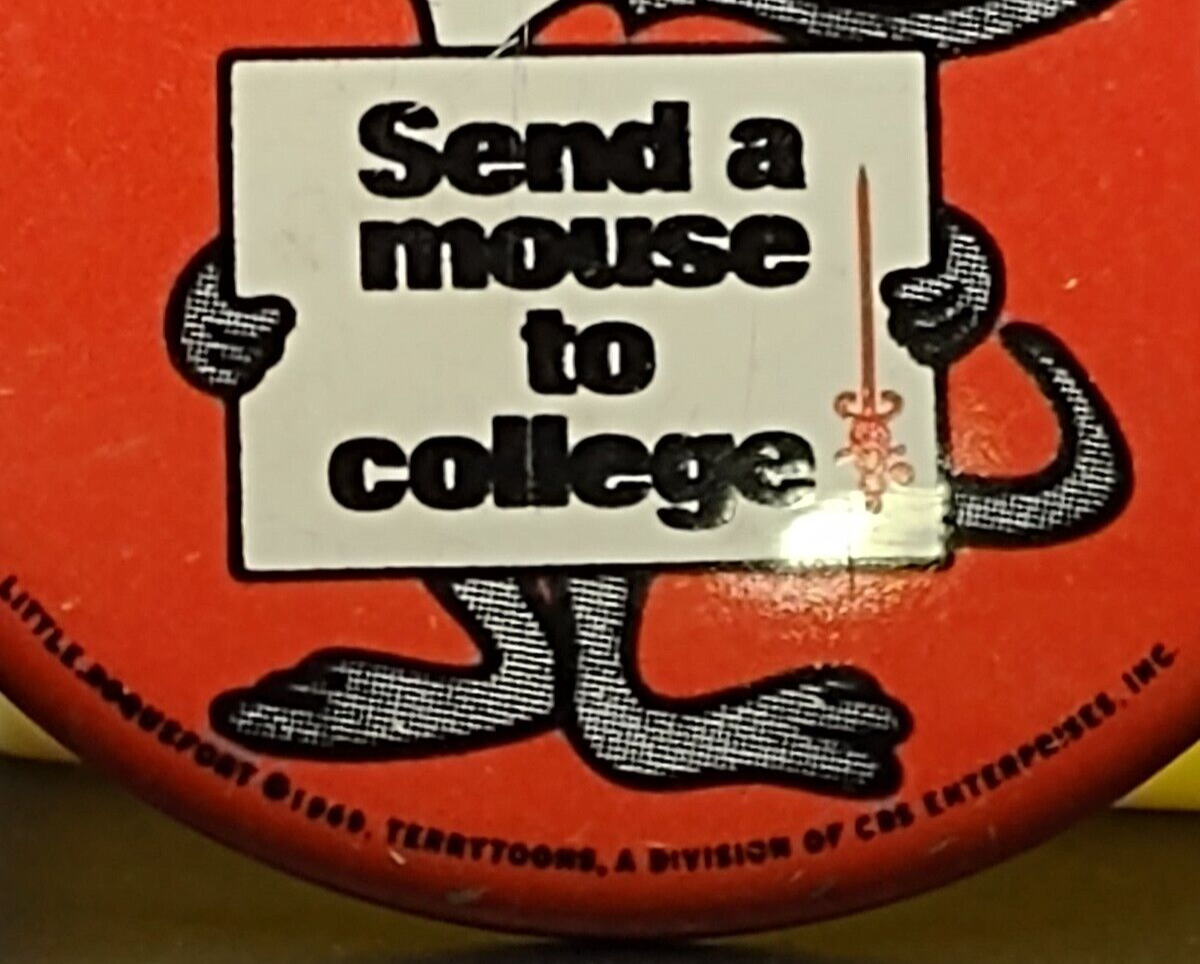 Send Help Background Vintage 1969 American Cancer Society Send A Mouse To College Pin | eBay