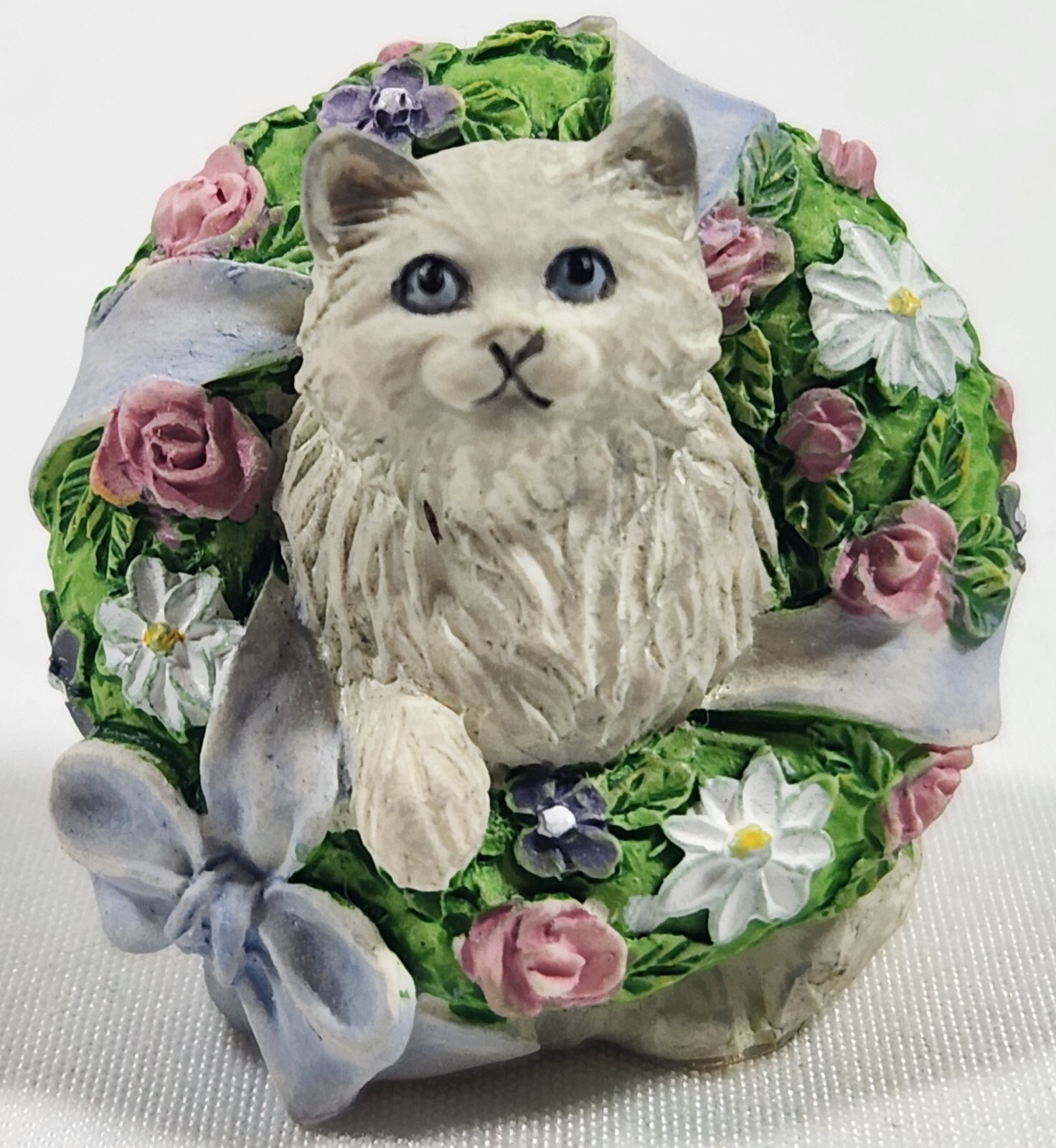 Vtg Lenox Victorian Cat w/ Wreath Miniature Figurine Thimble