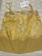 La Perla Maharani XS Camisole Top Gold Yellow Leavers Lace