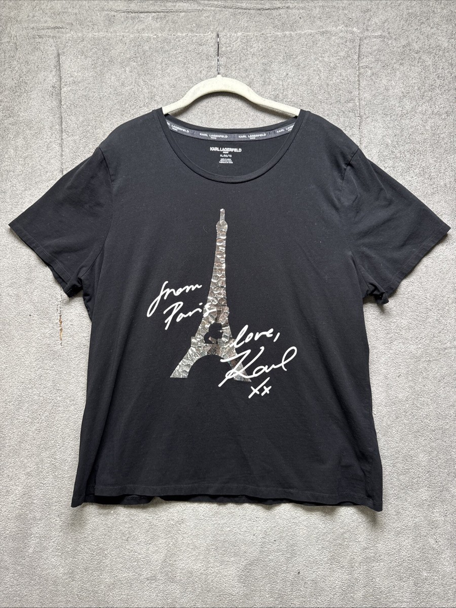 Karl Lagerfeld★Eiffel Tower エッフェル塔 プリント Tシャツ NWT KARL LAGERFELD Women's Paris Black Gold Eiffel Tower T
