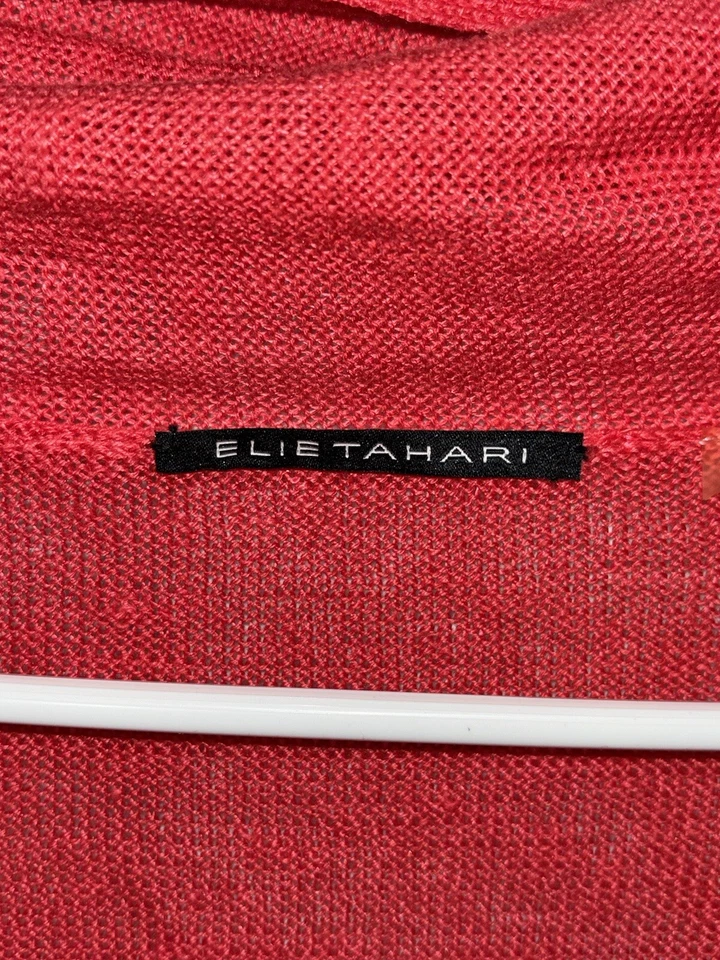 Cárdigan de lino para mujer Elie Tahari M suéter delantero abierto mediano Foto 3 de 3