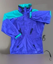 Columbia Jacket Mens Small Snowboard Ski Anorak Colorblock 90’s Hood 1/2 Zip