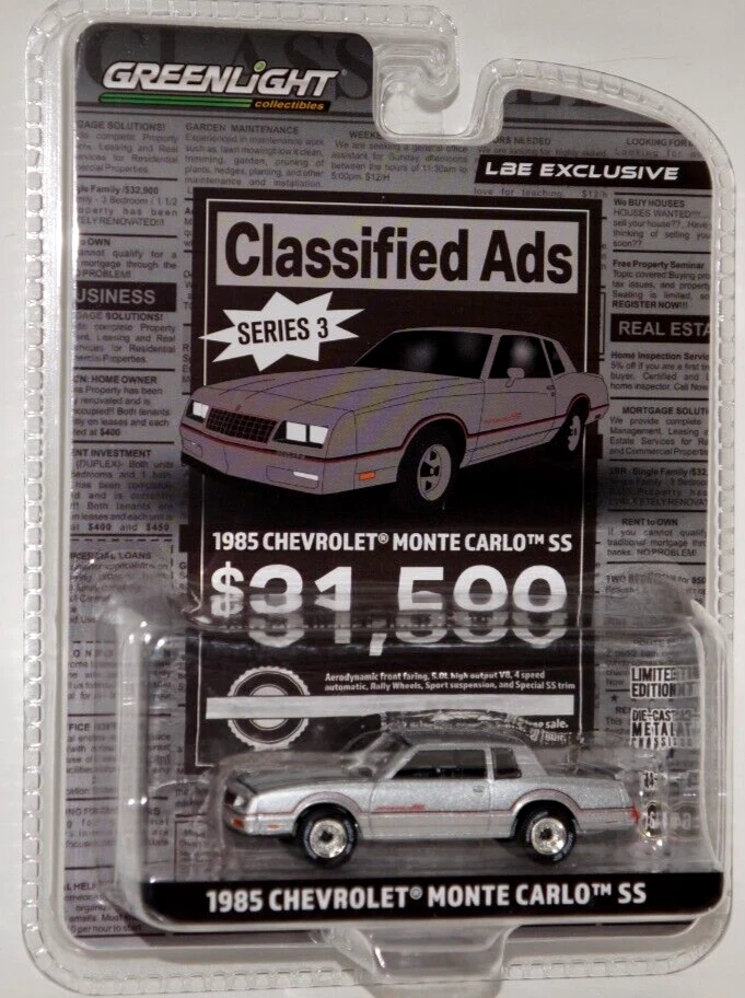 Greenlight Anuncios Clasificados Exclusivos 1985 Chevy Monte Carlo SS 1 De Cada Foto 3 de 3