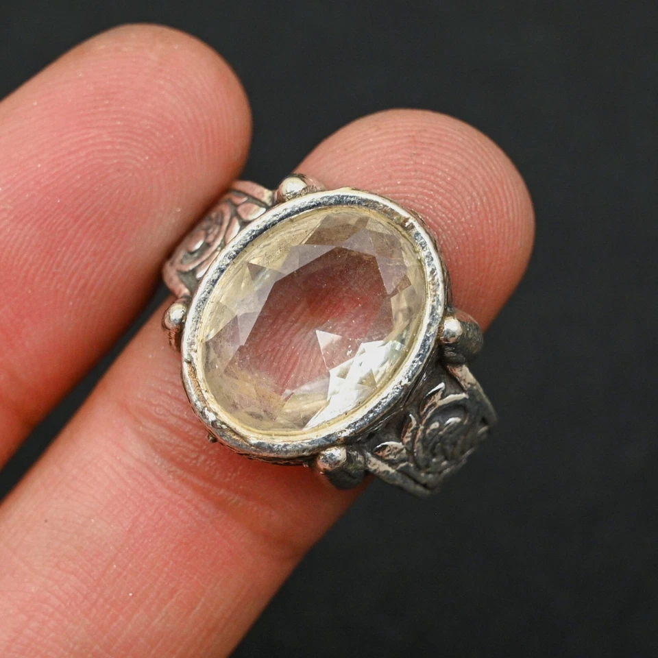 Anel masculino de cristal prata esterlina 925 feito à mão - Anel de declaração todos os tamanhos - BJ115 - Imagem 2 de 3