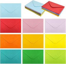 Gift Card Envelopes 50 Pcs Assorted Color Mini Envelopes with Gummed Closure