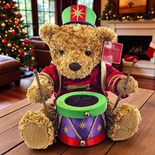 VTG Christopher Radko Teddy Bear Stuffed Animal Plush Chocolate Drummer EMPTY