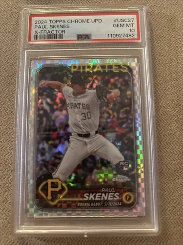2024 Topps Chrome Update Series Rookie Debut Paul Skenes #USC27 X-Fractor PSA 10