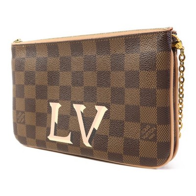 LOUIS VUITTON LV GHW Double Zip Pochette Chain Shoulder Bag M60254