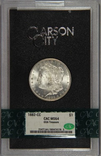 1882-CC Carson City Morgan Silver Dollar CAC MS64 GSA Treasure $1