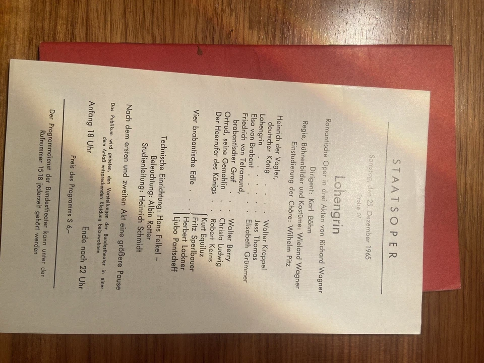 5 Opera Programs KARL BÖHM Vienna State Opera 1965-1968 - Bild 4 von 4