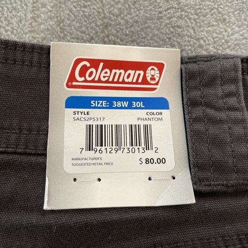 New Coleman Pants Men Fit 40x30 38x30 Flex Canvas Grey Green Utility Work Rugged - Picture 2 of 24