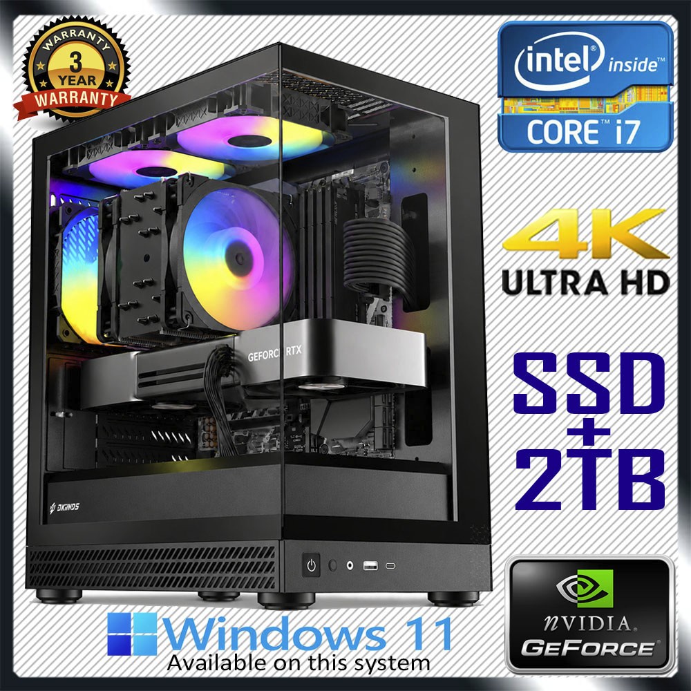 Intel Core i7 Gaming PC nVidia GTX 1050 Ti Computer 16GB RAM SSD Desktop System