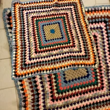 Hand Crocheted Lap Blanket Multi Color 36 x 36 Handmade