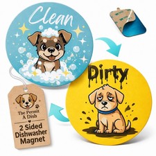 Blue Dog Mom Dishwasher Magnet Clean Dirty Sign 3.5 Inch