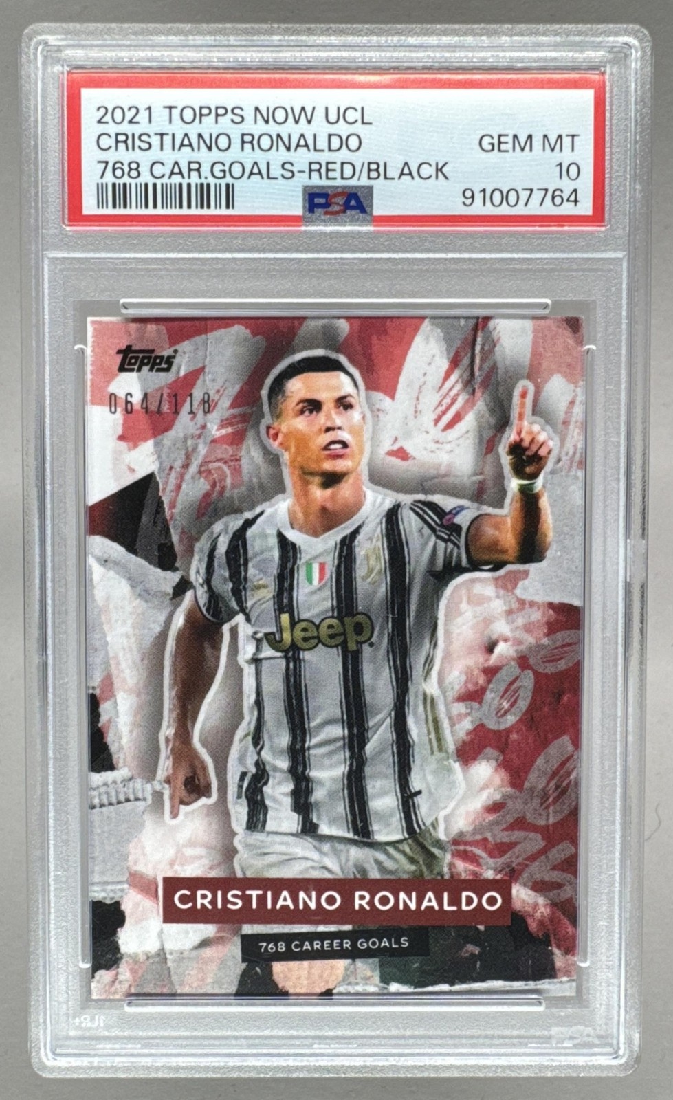 Cristiano Ronaldo 2021 Topps Greatest Goalscorer All-Time Red Black /118 PSA 10