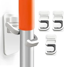 3Pack Broom and Mop Holder Wall Mount, Grippers No Drilling Self Adhesive, Anti-