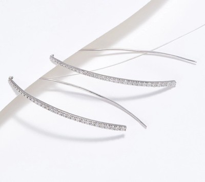 Affinity Diamant Sterlingsilber Ohr Einfädler Pavé Ohrringe, 2-1/2''
