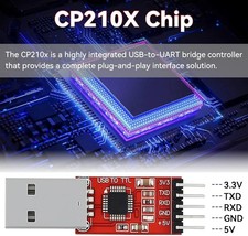 CP2102 USB to TTL Serial Adapter   USB 2.0 to 5Pin UART Converter Module with 3.