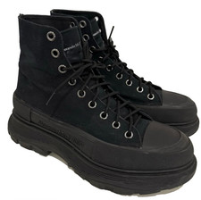 Alexander McQueen Tread Slick Black Boots Mens Size 10 Original Box 43.5 Canvas