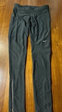 XS Nike Dri-FIT Black Women’s Running Leggings XSmall Reflective & Zip Ankles