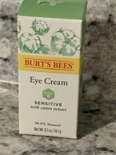 Burt's Bees Sensitive Eye Cream Cotton Extract 98.9 Natural NIB .5 oz
