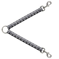 Dog Leash Splitter Checker & Stripe Skulls Black/White/Gray (Us Import)