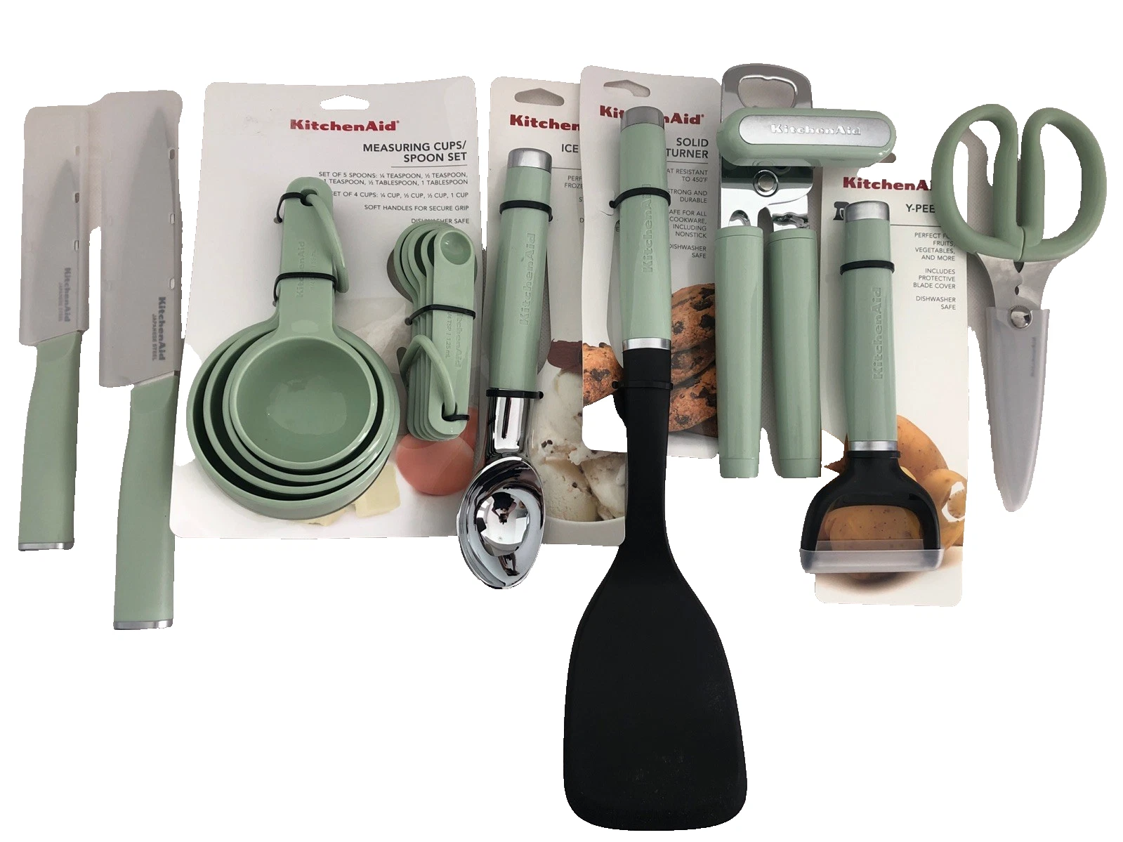 New KitchenAid Mint Pistachio HPIA 16 Utensils Measuring Cups Knives Peeler