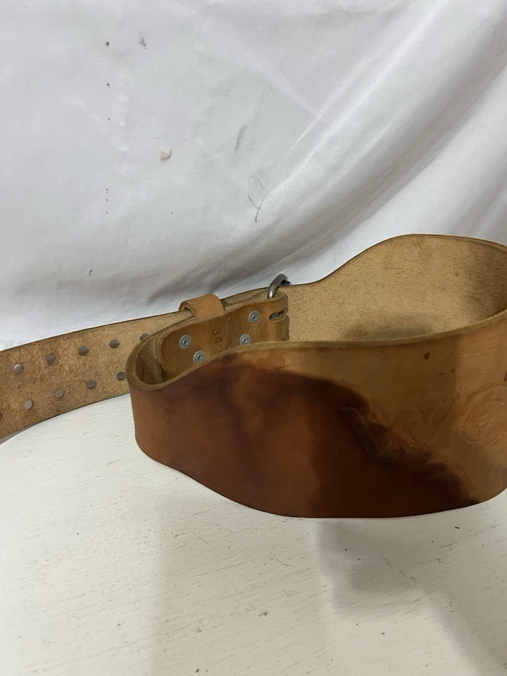 Cinturón de levantamiento de pesas de cuero Weider talla grande 34-38 gimnasio culturismo EE. UU. Foto 3 de 4