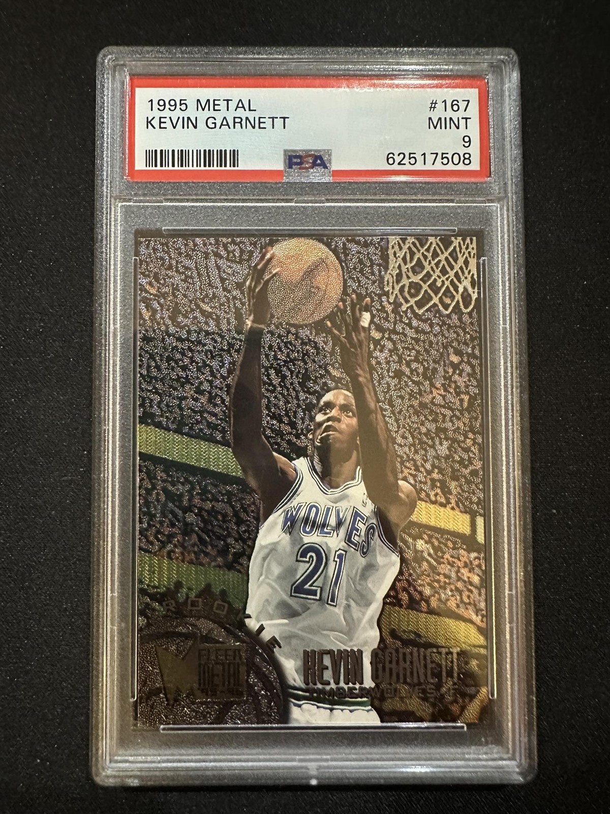 Kevin Garnett Rookie 1995-96 Metal #167 Minnesota Timberwolves PSA 9