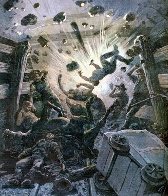 Firedamp explosion in a French coal mine France 1892 Old Photo