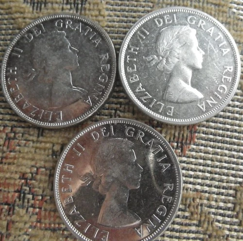 Canada Silver Dollars BU 1954, 1962, 1963