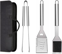 Grillbesteck-Set Edelstahl 3-Tlg. Bbq Grillwerkzeug In Tragetasche FüR Garten