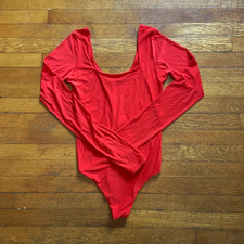 Aerie Smoothez Red Long Sleeve One Piece Bodysuit M