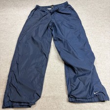 Nike Pants Large Blue Nylon Solid Lined Drawstring Vintage