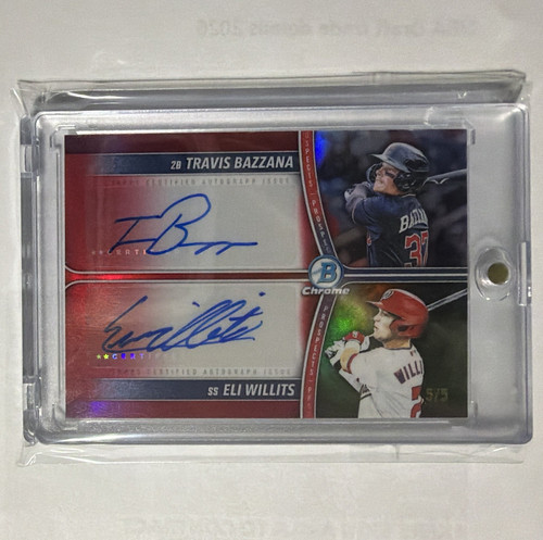 Travis Bazzana / Eli Willits [Red] #PDA-BW 2025 Bowman Draft Prospect Dual Autograph card