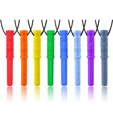8 Pack GNAWRISHING Cylinder Chew Necklaces for Sensory Kids Autism ADHD