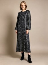 $434 NWOT MICHAEL KORS Navy Metal Floral Long Maxi Dresses Size M
