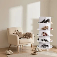 5 Tier Rotating Shoe Rack Tower, Spinning Shoe Display Revolving 360 Shoe Rack