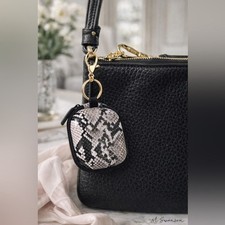 NEW Ellie Rose Snake Print ear buds case / Electronics Pouch   Black  Gray NWT